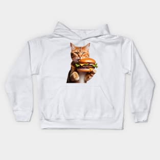 Fast Food lover Foodie Hamburger Hungry Funny Cat Kids Hoodie